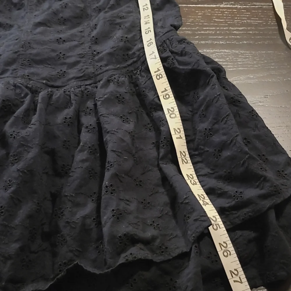 #90 - Black Eyelet Lace Ruffle Layer Skirt Romper, Medium - Picture 9 of 10